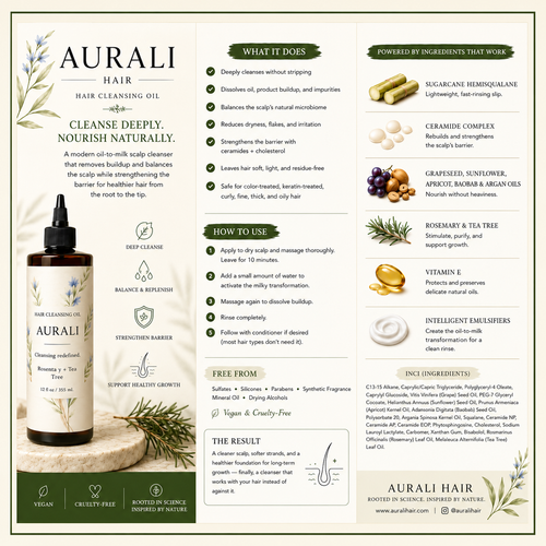 Hair Cleansing Oil - Rosemary and Tea Tree - 12 oz